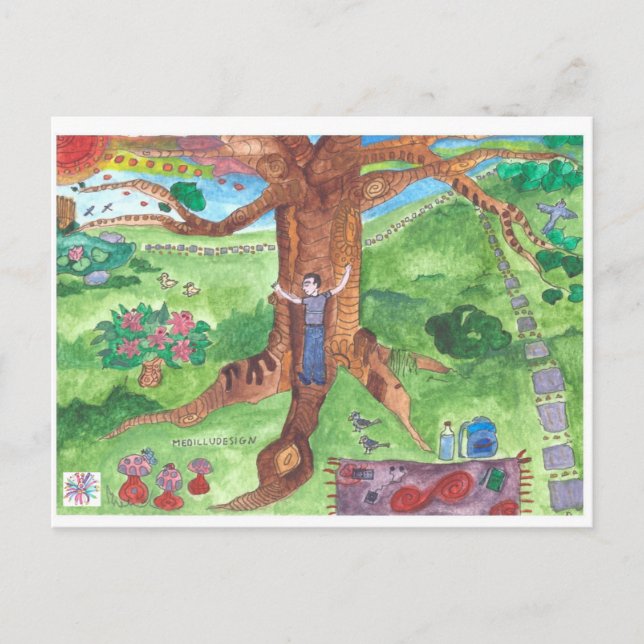 Postal Medilludesign - Abraza un árbol de estímulo (Anverso)