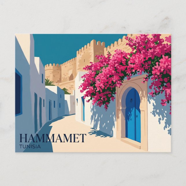 Postal Medina de Hammamet Túnez (Anverso)