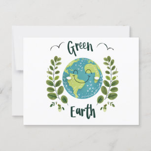 Postal Medio ambiente mundial - Tierra sonriente con Tier