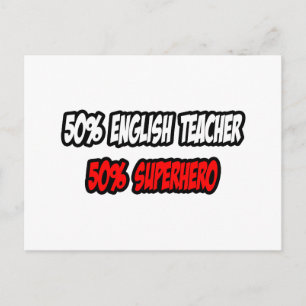 Postal Medio profesor de inglés... mitad superhéroe
