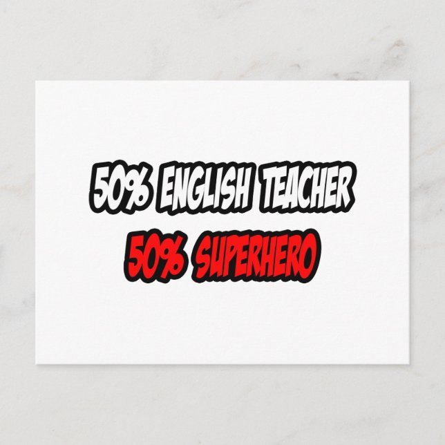 Postal Medio profesor de inglés... mitad superhéroe (Anverso)