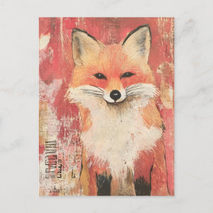 Postal Medios mixtos Cuadros Red Fox