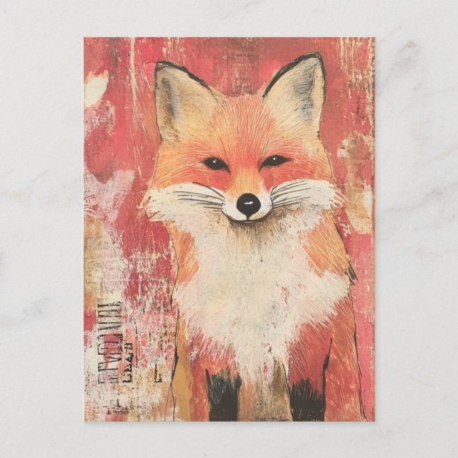 Postal Medios mixtos Cuadros Red Fox (Anverso)