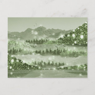 Postal Medios mixtos del paisaje del lago de los bosques 