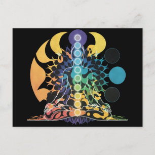 Postal Meditación Colorida Cósmica del Chakra Energía Esp