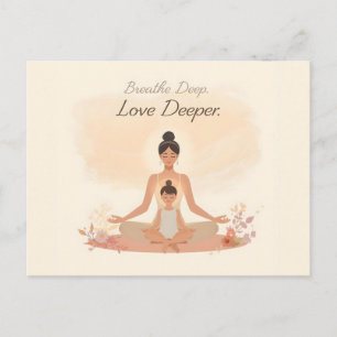 Postal Meditación de Madre e Hijo Arte de Serenidad