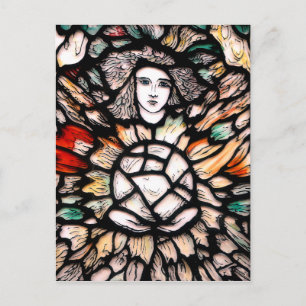 Postal Meditación en Colores: Arte de Vidrio Pintado y Es