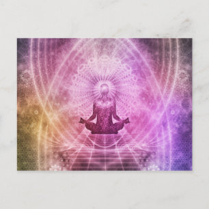 Postal Meditación espiritual del yoga Zen Colorful
