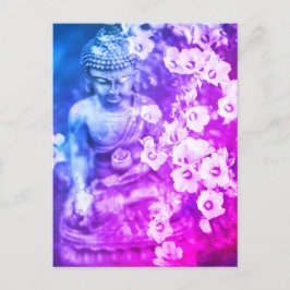 Postal *~* Meditación Zen Buddha Meditar Aqua Floral