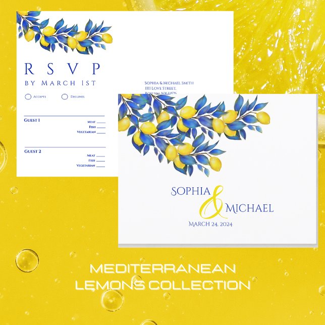 Postal Mediterráneo-Lemons-RSVP-Boda- (Mediterranean Lemons Collection-Amalfi Italy-Citrus)