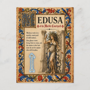 Postal Medusa, Arte de Bestiario Medieval