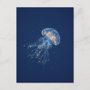 Postal Medusa Azul con Estrellas Doradas en el Cielo Prof