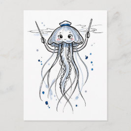 Postal Medusa Directora Dirigiendo el Ritmo en Tinta Mari