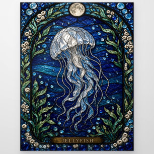 Postal Medusa, Vidrio Pintado Campana de Mar
