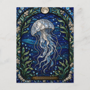 Postal Medusa, Vidrio Pintado Campana de Mar