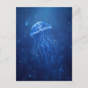 Postal Medusas brillando en un océano submarino índigo pr