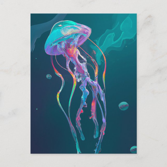 Postal medusas con puntas de arco iris (Anverso)
