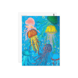 Postal medusas, océano, mar