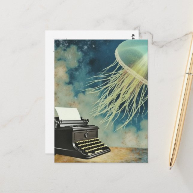 Postal Medusas y una máquina de escribir (Anverso/Reverso In Situ)