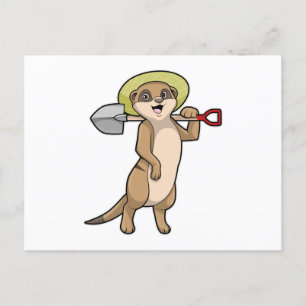 Postal Meerkat como granjero con pala