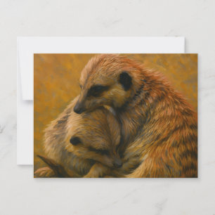 Postal Meerkat Cuddle - Pintura de vida silvestre en la T
