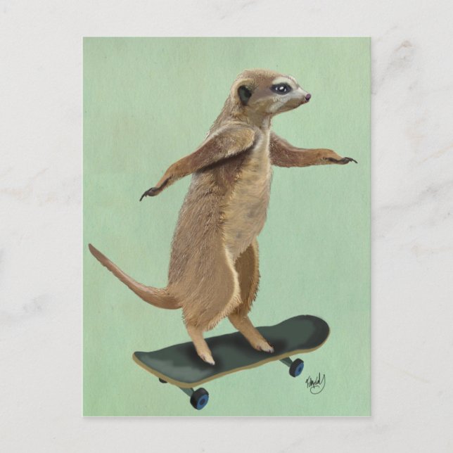 Postal Meerkat En Skateboard 3 (Anverso)