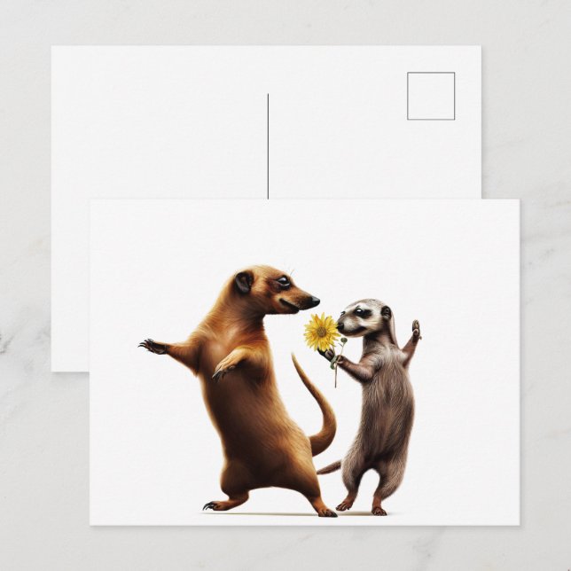 Postal Meerkats bailando (Anverso / Reverso)