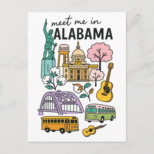 Postal Meet Me In Alabama Iconic Landmarks Travel (Anverso)