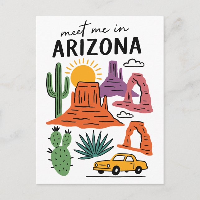 Postal Meet Me In Arizona Desert Cactus Red Rocks (Anverso)