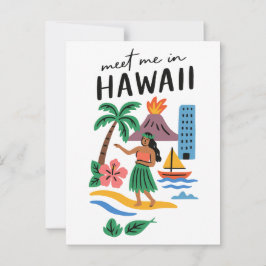Postal Meet Me In Hawaii Tropical Hula Dancer Beach