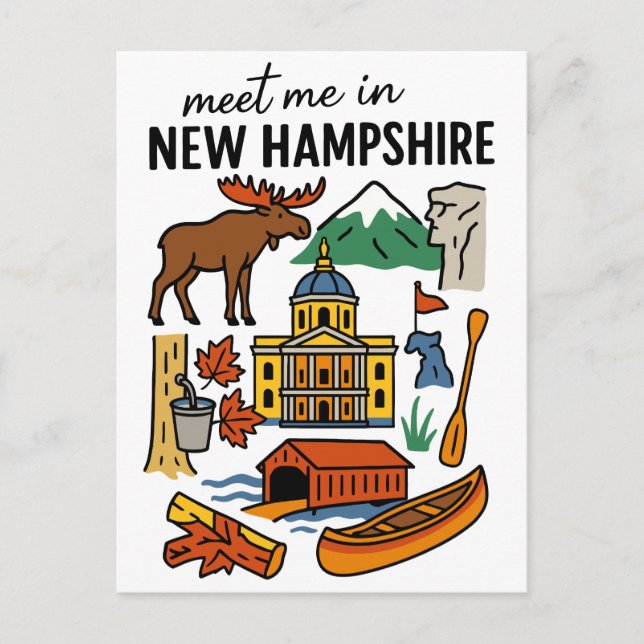 Postal Meet Me In New Hampshire Mountains Maple Icons (Anverso)