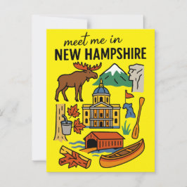Postal Meet Me In New Hampshire Mountains Retro Icons