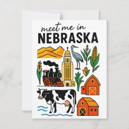Postal Meet Me In New Nebraska Landmarks Icons