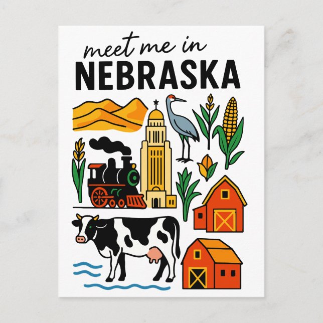 Postal Meet Me In New Nebraska Landmarks Icons (Anverso)