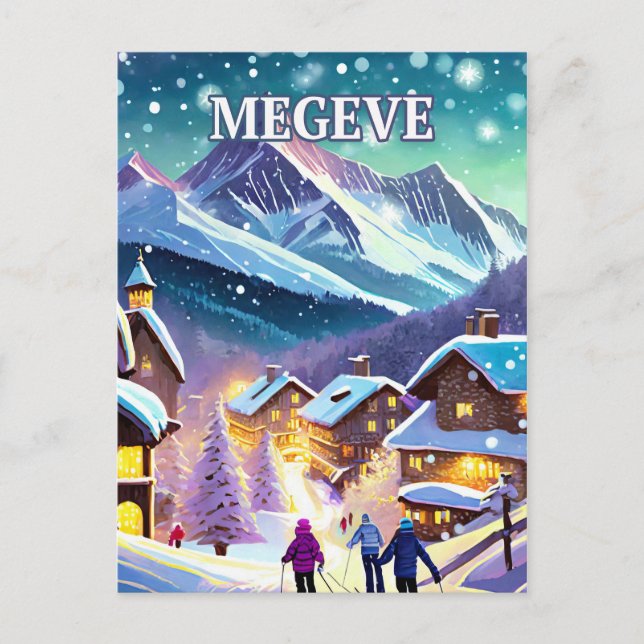 Postal Megève : Élégance Alpine et Prestige Hivernal (Anverso)