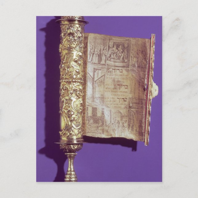 Postal Megillah en un funda de plata, Viena, c.1715 (Anverso)