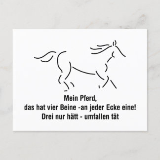 Postal Mein Pferd das hat vier Beine Lustiger Spruch