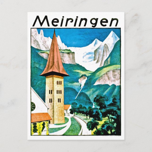 Postal Meiringen, aldea, Suiza, viaje vintage (Anverso)
