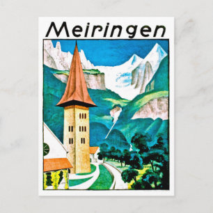 Postal Meiringen, pueblo, Suiza, viaje vintage