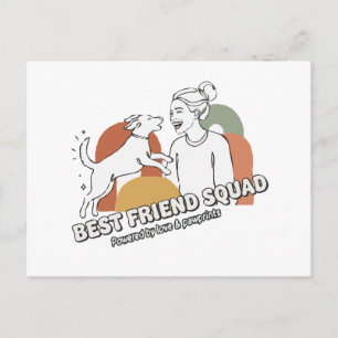 Postal Mejor Amiga Manada Mamá Perro Arte de Línea Boho