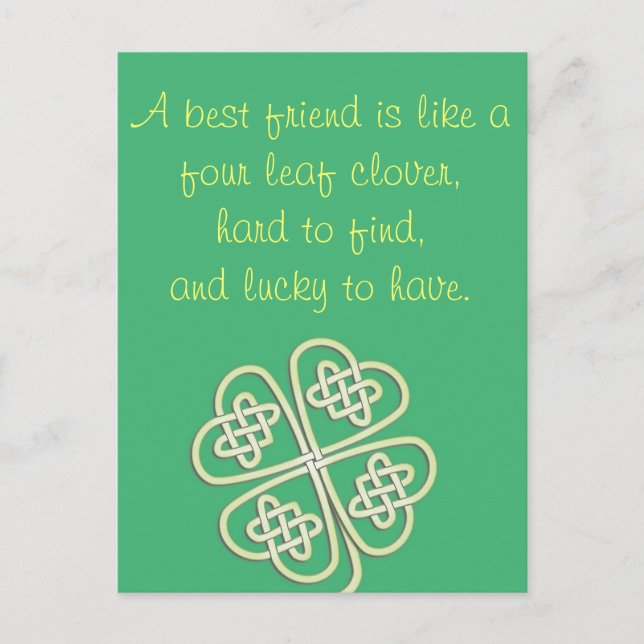 Postal Mejor Amigo Cuatro Leaf Clover Postcard (Anverso)