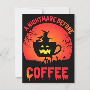 Postal Mejor café y café de Halloween Diversión