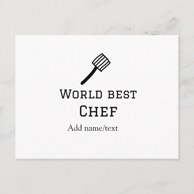 Postal Mejor chef del mundo añadir nombre de la cocina de (Anverso)