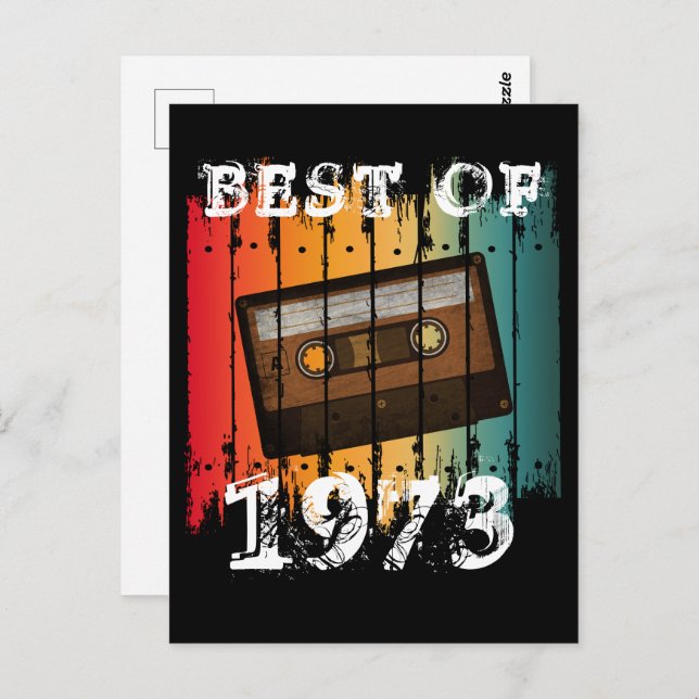 POSTAL MEJOR CINTA DE CASSETTE DE PERSONALIZADO DE 1973 (Anverso / Reverso)