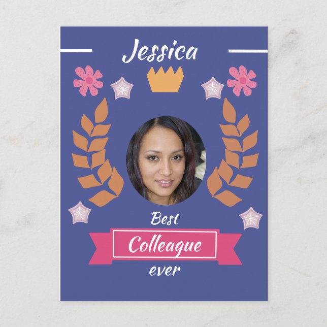 Postal mejor colega adorable de todos los tiempos - traba (Anverso)