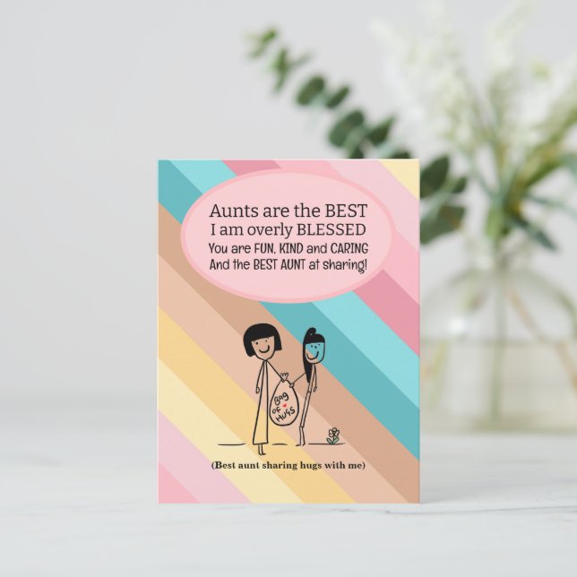 Postal Mejor cumpleaños de tía (Anverso de pie)