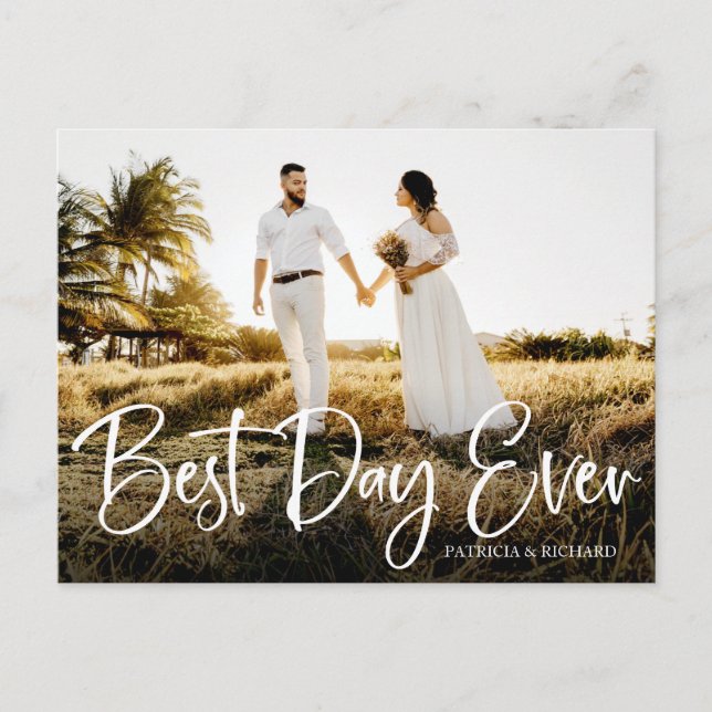 Postal Mejor Día Boda Apenas Cuido Gracias Foto (Anverso)