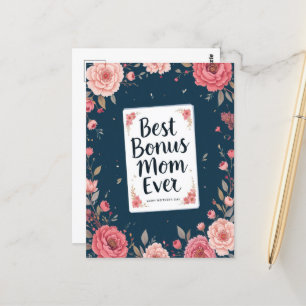 Postal Mejor Día de la Madre Moderno Floral de Mamá Bonus