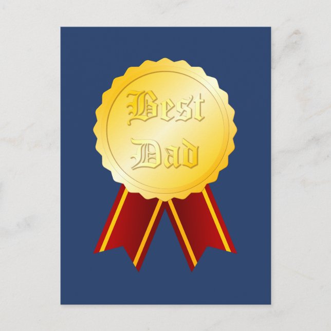 Postal Mejor Día del Padre de la Cinta de Medalla de Papá (Anverso)
