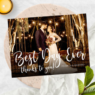 Postal Mejor Día Elegante Boda Fotográfico Gracias